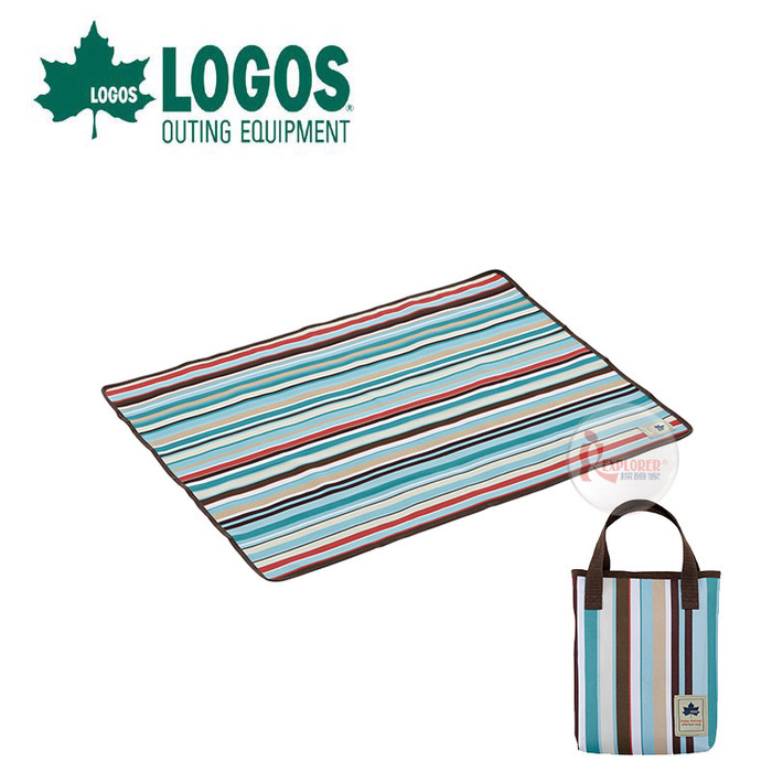 No 71809620 日本品牌logos 防水條紋地墊73 95cm 附收納袋 防水野餐墊防潮地墊沙灘墊露營地布 探險家戶外用品